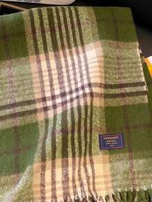 1pc Green Plaid Scarf For Women 2026 New Autumn/Winter Premium Faux Cashmere Neck Warmer Shawl Dual-Use Gift - Dark Green - View 2