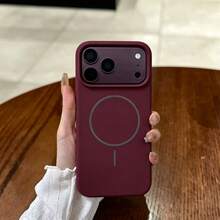 Ốp lưng điện thoại nam châm silicone lỏng thời trang tối giản, tương thích với iPhone 18 Pro Max 18 Pro, lót nhung chống sốc, tương thích với iPhone 16e 17e 17 Pro Max 16 Pro Max 15 14 13 12 11 - Đỏ anh đào - Xem 6