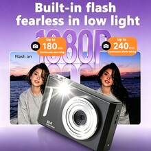 Children's Portable Mini Digital Camera, 2.4-Inch Screen, Supports Photo And Video Recording, 8x Zoom, Built-In Fill Light, MP3 Player, Filters And Games, Children's Camera Gift - Multicolor - View 3