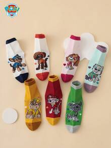 7 Pairs Paw Patrol Series Authentic Chase Rubble Rocky Zuma Cartoon Kids Mid-Calf Socks - Multicolor - View 2