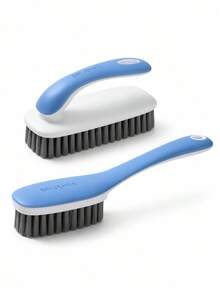 2 Pieces Cleaning Brush Set, Clothes Brush And Shoe Brush Combo With Long Handle Design And Comfortable Grip, Suitable For Daily Garment Care, Shoe Cleaning And Home Organization, Blue White Household Cleaning Tools - / - View 12