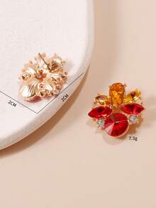 1 Pair Fashionable Versatile Colorful Rhinestone Stud Earrings, Vintage Luxury Gentle Personalized Elegant Earrings - Earrings - View 5