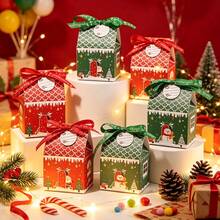 10pcs/Pack Christmas Baking Candy Cookie Small Gift Boxes Paper Boxes Small House Small Gift Boxes Paper Boxes With Rope Card Decoration Photo Box - View 8