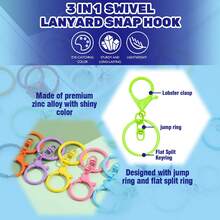 30Pcs Colorful Metal Keychain Making Set Contains Lobster Clasp Swivel Trigger Clips With Split Keyring,Ball Beads Chain With Connector,For Key Chain - Multi-color - View 4