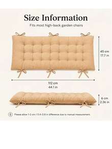 Extended Patio Chaise Lounge Cushion, Filled With PP, Skin-Friendly Fabric, Patio Chair Cushion, Dining Chair Cushion, Thickened Version 112*45cm, With Strap Design For Secure Fastening, Available In Multiple Colors - 1PC - View 2