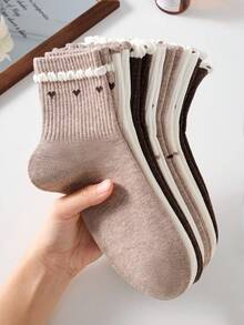4 Pairs Women's Cute Sweet Breathable Bowknot Heart Polka Dot Cartoon Pattern Short Invisible Boat Socks, Ankle Socks, Ruffle Socks, White Socks, Sports Socks, Student Socks, Maillard Style, Suitable For Daily Casual Wear, Random Color, Suitable For Spring Summer Autumn Winter All Seasons - Multicolor - View 8