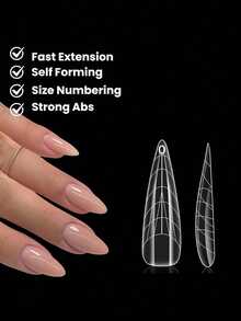 120pcs Flat Gel Nail Art Molds, Almond & Straight Shape, Built-In Pointed Tip, Double-Ended Design, Reusable, Pre-Set French Line, Suitable For Nail Salon & Home DIY Nail Art - Multicolor - View 4