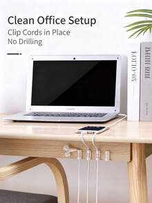 10/30/50/100pcs Transparent Self-Adhesive Cable Clips, No-Drill Wire Organizers, For Cable Management And Fixing, Suitable For Home, Office, Bedside Table, Desk, Wall, Car And Home Office Scenarios, Applicable For USB Cables, Power Cords And Ethernet Cables - Multicolor - View 11