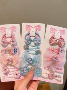 asmodee Internet-Famous Frozen Glittery Sand Sequin Hair Accessory Set, Featuring Multiple Netted Bow-Edge Clips With Elastic Hair Bands, Exquisite Card Paper Packaging And Stylish Accessories - Multicolor - View 5