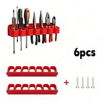 1/2pcs Wall-Mounted Tool Storage Rack - Metal Garage Tool Rack For Screwdrivers And Pliers - Space-Saving Workshop Tool Storage Rack (7 Holes/10 Holes Including 2/4 Screws) - Multicolor - View 11
