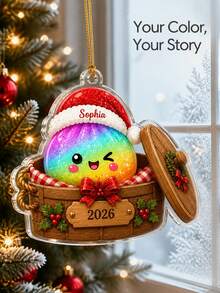 1pc Personalized Dumpling Family Ornament, Custom Name Glittter Dumpling Ornament, Squishy Ornament, Squishy Lover Gift, Steamed Bun Ornament,Winter Holiday Decor,Christmas Tree Decor,Christmas Gift - Multicolor - View 4