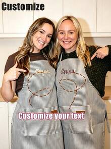 Personalized Embroidered Name Apron, Customized Kitchen Apron, Letter Embroidered Cooking & Baking Apron, Customized Gift For Cooking Enthusiasts, Kitchen Accessories, Birthday Gift For Mom, Family Gathering, Holiday Gift, Home Baking Supplies - Multicolor - View 4