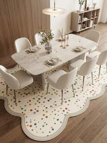 1PC Rice Bottom Colorful Polka Dot & Scattered Pattern Modern Minimalist Playful Area Rug, Fresh & Lively Style Faux Cashmere Asymmetrical Wavy Edge Rectangular Full Coverage Red Yellow Blue Green Pink Polka Dots & Wave Edge Details Machine Washable Carpet, Suitable For Living Room Bedroom Balcony, All Season Home Decor - Multicolor - View 5