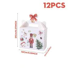 2/5/8/10/12PCS Portable Paper Gift Boxes, Vintage Nutcracker And Christmas Tree Pattern, Colorful Stripes, Rectangular Gift Box With Handle And Red Bow Hollow Top, Suitable For Gift Packaging, Christmas Party And Holiday Party Supplies - Nutcracker - View 9