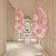 7/14/21pcs Black Balloon Table Stand Set With Round Base, Reusable Balloon Display Rack, Suitable For Tabletop And Floor Decoration, Balloon Decoration Accessories, Sturdy Balloon Column Stand, Suitable For Halloween, Wedding, Birthday Party, Baptism, Summer Events And Celebrations - Multicolor - View 5