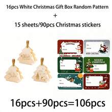 34/68/106pcs Christmas Tree Shaped Gift Boxes, Gold Foil Stamping, Burgundy And Green Paper Boxes, Deer Pattern, Suitable For Holiday Decoration, Party Tabletop Decoration, Table Centerpiece Decoration, Includes Christmas Stickers - Multicolor - View 13
