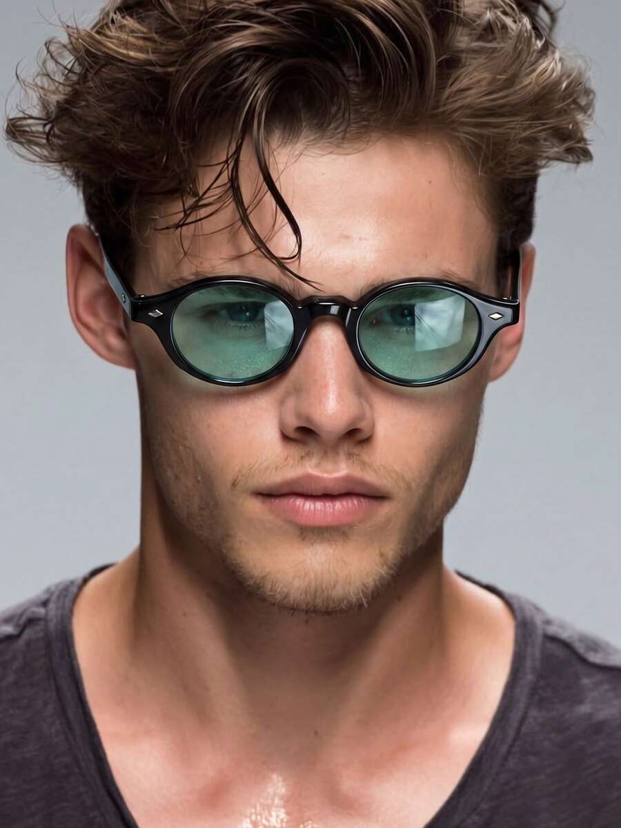 1 Pair Men's Black Retro Round Small Frame Personalized Street Style Fashion Glasses - Black - View 1