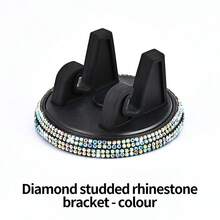 1pc Car Phone Holder, Rhinestone Car Phone Mount, 360° Adjustable Car Dashboard Phone Holder, Self-Adhesive Car Phone Holder, Suitable For Most Phones - A - View 12