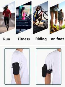 1pc Sports Waterproof Arm Bag, Solid Color Polyester Fiber, Zipper Closure, Universal, Suitable For Running, Hiking, Fitness - Adjustable Wrist Strap Phone Pouch - Multicolor - View 7