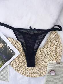 Custom Gold Pendant Thong Customizable Any Name Pendant Thong Custom Thong Bikini Couple Gift - Black - View 2