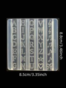 1pc Vintage Diamond Letter Pearl Musical Note Bow DIY Nail Art 3D Wearable Nail Decoration Silicone Mold - Clear - View 12