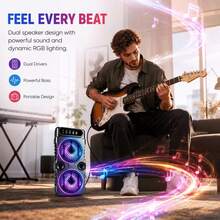 6IN1 Portable Wireless Speaker, Multifunctional Sound Device, Modern Audio Equipment, Dual-Bass Outdoor Wireless Speaker, Supports Bt/Usb/Tf/Tws/Mic/Microphone, FM Radio, Ideal For Camping And Parties, Loud Stereo Sound - View 3