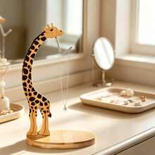 Giraffe Wooden Hanging Rack Creative Bamboo Wood Hanging Bracket Home Kitchen Countertop Storage Display Rack Cute Animal Shaped Hook Organizer - Multicolor - View 5
