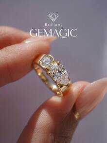 1pc Elegant Minimalist Round Water Drop Zirconia Ring, Perfect For Formal Events, Parties And Other Occasions, A Precious Jewelry Gift For Women - Round Diamond Teardrop Ring - View 3