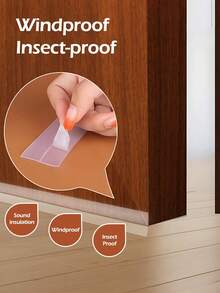 1 Roll 1/5/10m Sealing Strip Sealing Tape, Door Bottom Sealing Strip, Used For House Gaps Or Shower Door Sealing, Windproof Soundproof Heat-Insulating Sealing Strip, Suitable For Door And Window Frame Gaps, Home Decoration Accessories - Transparent - View 6