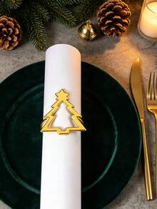 6/12pcs, Christmas Tree Napkin Rings, Suitable For Christmas Restaurant Table Decor, Christmas Napkin Rings, Suitable For Christmas Table Decor Napkin Rings, Christmas Napkin Holders, Christmas Napkin Stands, Christmas Party Napkin Rings - Multicolor - View 5