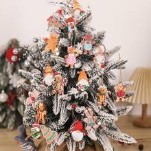 6pcs/12pcs Wooden Christmas Decorative Hanging Ornaments, Christmas Tree Decorations, Reindeer Small Pendant, Snowflake Hanging Decor, Christmas Atmosphere Decoration Accessories, Suitable For Home, Office, School Use, Christmas Gift - Multicolor - View 3