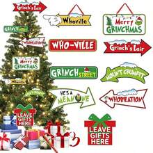 The Grinch 21pcs The Christmas Banner Glitter Paper Christmas Banner New Year Party Christmas Background Decoration Supplies Decor, Christmas Tree Decoration Props, New Year Gift-18 - Multicolor - View 11