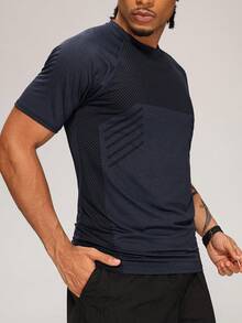 MASKERT Men's Sports T-Shirt For Boxing, MMA Combat Training, Tennis, Badminton, Daily Running And Gym Strength Workout - Navy Blue - View 11