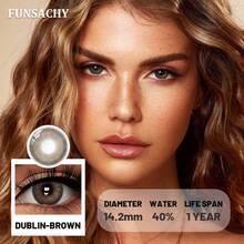 FUNSACHY DUBLIN 系列棕色隱形眼鏡，自然柔軟年拋隱形眼鏡 - FSC-都柏林-棕色 - 查看 2