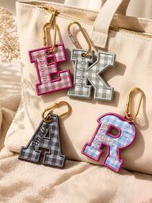 Embroidered Initial Bag Tag, Personalized Name Tag For Keychain, Fabric Patch Key Ring, Kids Backpack Tag, Back To School Gift, Small Gift - Multicolor - View 2