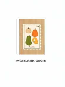 1pc Frameless Pumpkin Stamp Cozy Fall Kitchen Wall Art Canvas Vintage Quirky Poster For Bedroom Dorm Back To School Gift - Frameless - View 12
