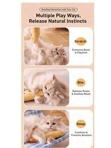 1pc Catnip Linen Fish Cat Toy, Self-Play Boredom Relief Chew Toy With Bell Sound, 3 Colors Available, Suitable For Indoor Play For Kittens - A - View 8