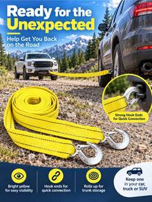 1pc 150 Inch Durable Nylon Tow Rope - Heavy Duty Towing Rope For Emergency Vehicles And Off-Road Use - A - View 2