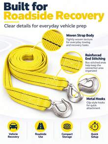 1pc 150 Inch Durable Nylon Tow Rope - Heavy Duty Towing Rope For Emergency Vehicles And Off-Road Use - A - View 4