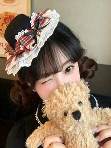 1pc Sweet Girl Cute Lace Bow Hair Clip, Versatile New Style Hair Accessory Headpiece Hairpin - Multicolor - View 6