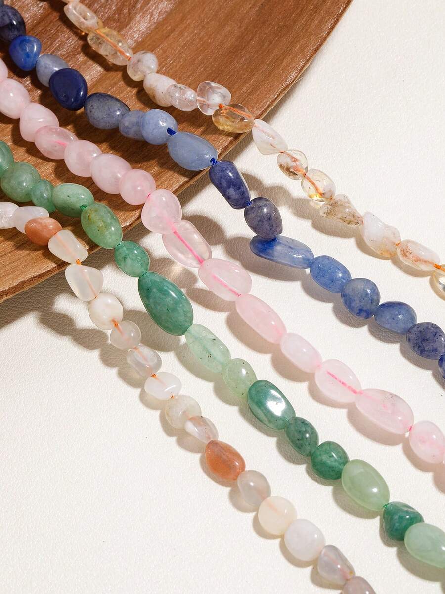 1 Strand 6*8MM Irregular Natural Stone Beads Aventurine Tourmaline Agates Crystal Beads For DIY Jewelry Making - Multicolor - View 1