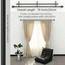 Black Double Curtain Rod With Hollow Ball Decoration, Dual Track Design For Hanging Blackout Curtains + Sheer Curtains Simultaneously, Adjustable Length, Universal Metal Double Layer Curtain Rod For Living Room Bedroom Floor-To-Ceiling Windows, Wall-Mounted Installation, Fits 1m, 2m, 3 Meters Windows, International Fashion Style - Black 1 Set - View 13