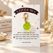 1pc/3pcs Women's Transparent Fruit Strawberry Apple Grape Resin Fruit Lemon Peach Strawberry Pendant With Blessing Card Creative Bag Charm Gift For Friends Wallet Accessory - Multicolor - View 7