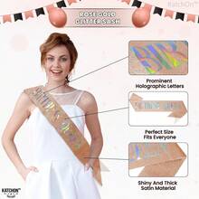 Rose Gold Happy Birthday Sash And Tiara - Silver Rhinestone Tiara Set Birthday Crown And Sash For Women Glitter Crystal Hair Accessory For Queen's - Rose Gold - View 2