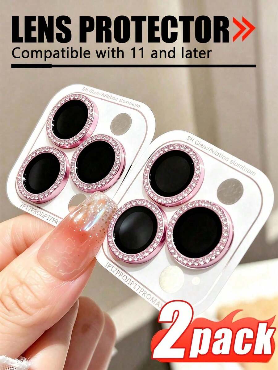 Gorilla Hero 2 Paket, Kompatibel dengan Pelindung Lensa Kamera Warna Pink Mengkilap dengan Hiasan Berlian Imitasi, Dapat Dipersonalisasi, Tahan Air, Tahan Debu, Anti Jatuh, Anti Gores, Anti Benturan, Tanpa Bekas, Menggunakan Perekat Canggih, Tidak Mudah Lepas. Kompatibel dengan iPhone Ultra/18promax/18pro/18/17 Pro Max/17 Pro/17Air/17/16 Pro Max/16 Pro/16 Plus/16/15 Pro Max/15 Pro/15 Plus/15/14/13/12 dan Model Lainnya.