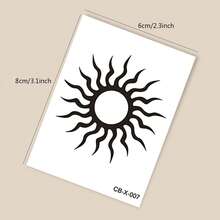 Herbal Juice Semi-Permanent Tattoo Sticker, Minimalist Sun Pattern, 14 Days Fade-Resistant, Music Festival Party Gift, Arm Shoulder Neck Collarbone Leg Body Temporary Tattoo Sticker, 1pc/Pack - Blue - View 8