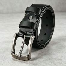 Men's Belt With Alloy Buckle, Casual Business Belt, Fashion Accessory | Exquisite Appearance | High-Quality Leather, Ideal Gift For Father And Husband - Black - View 2