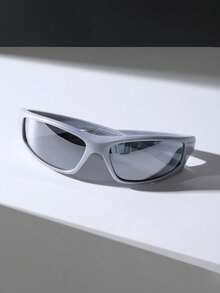 1 Pair Men's Cycling Sports Goggles With Wrap-Around Design, Fashionable Sports Glasses - Silver - View 14