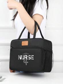 1 Pc, Nurse Pattern Printed Handbag, Large Capacity Handheld Bag, Suitable For Office Workers And Travel - one-size - View 5