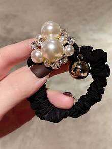 1/2 Pcs Fashion Elastic Faux Pearl Hair Ties,Soft Pleats With Faux Pearl Embellishment, - Multicolor - View 9